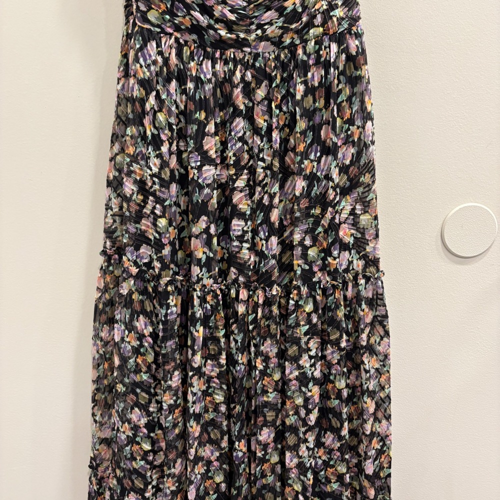 Jenny Yoo Naia Floral Burnout Silk Blend Off Shoulder Maxi Dress Black Multi 12 - Picture 10 of 12